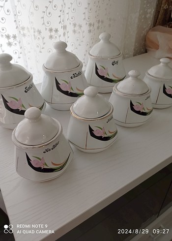 Beyaz Pastel Desenli Baharatlık Seti - Görsel 7