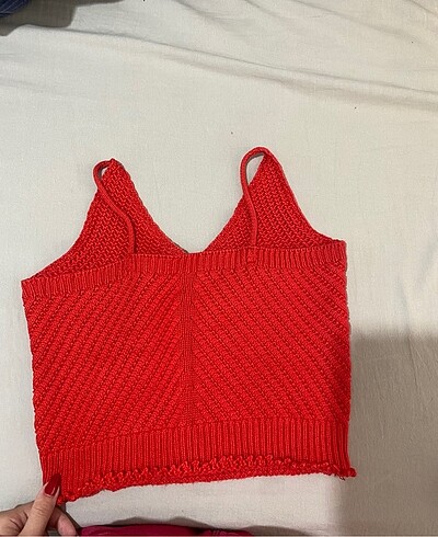 Diğer kırmızı triko crop