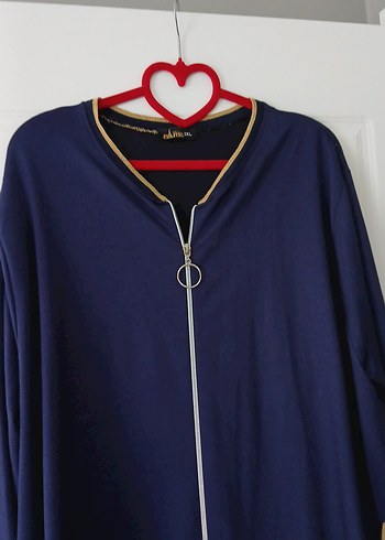 Fermuarlı Lacivert Uzun Ceket - Görsel 3