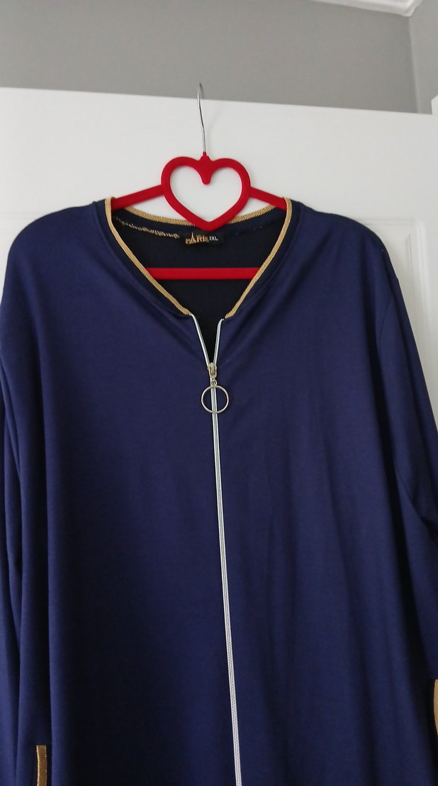 Fermuarlı Lacivert Uzun Ceket - Görsel 3