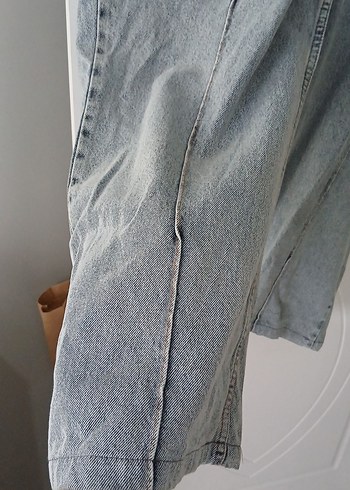 Gri Midi Boy Bol Kesim Denim Etek - Görsel 2