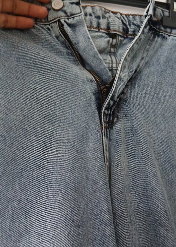 Gri Midi Boy Bol Kesim Denim Etek - Görsel 3