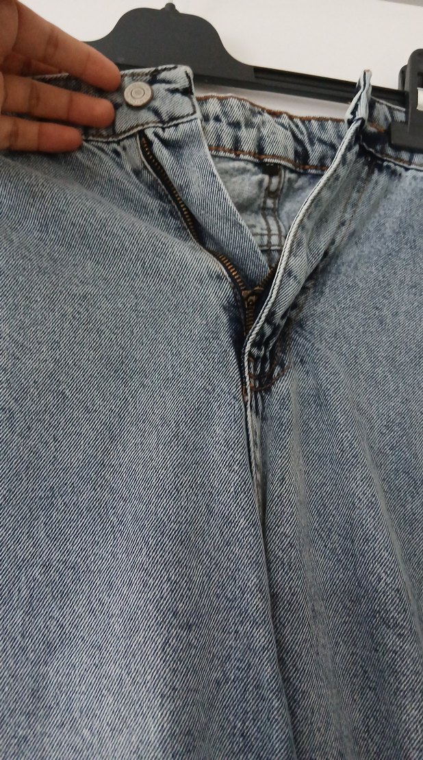 Gri Midi Boy Bol Kesim Denim Etek - Görsel 3