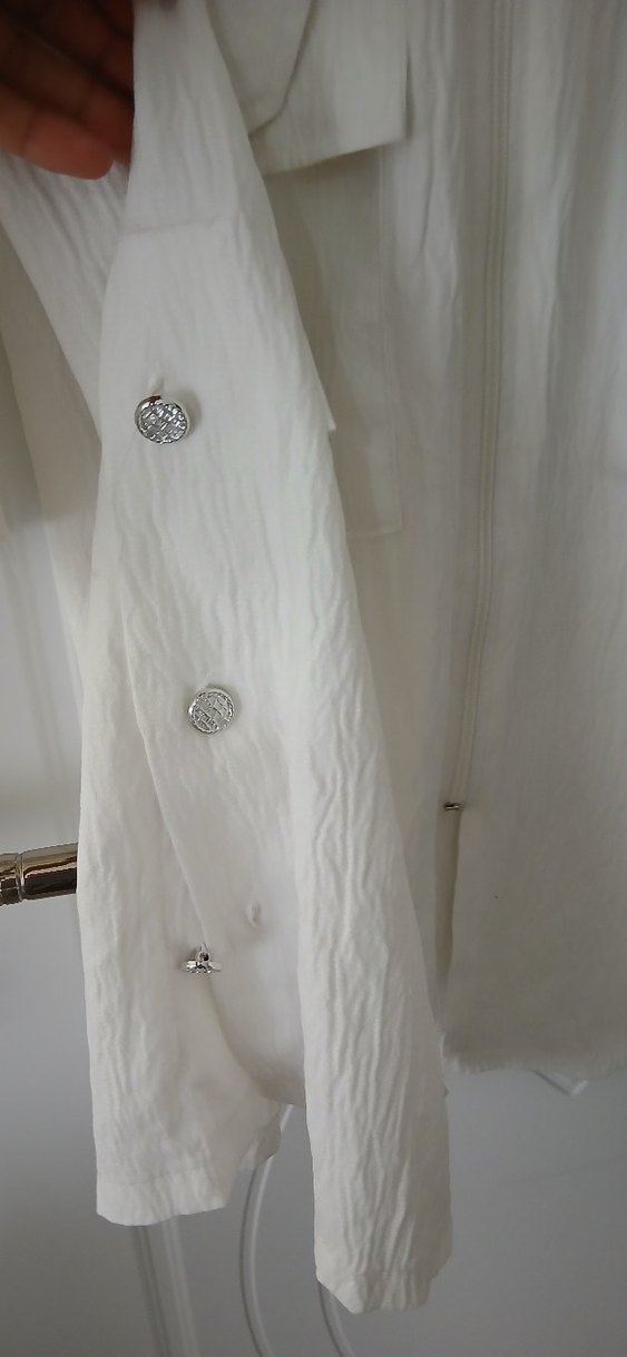 Kadın Beyaz Keten Midi Trençkot - Görsel 4