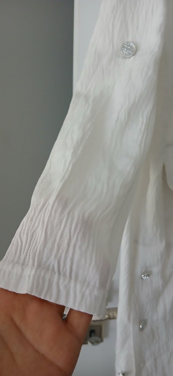 Kadın Beyaz Keten Midi Trençkot - Görsel 2