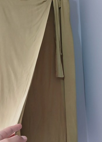 Bej Dökümlü Uzun Kadın Etek - Görsel 2