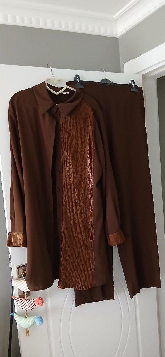 Kahverengi Uzun Kadın Takım - Görsel 2