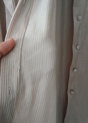 Bej Uzun Keten Kadın Takım Düğmeli - Görsel 2