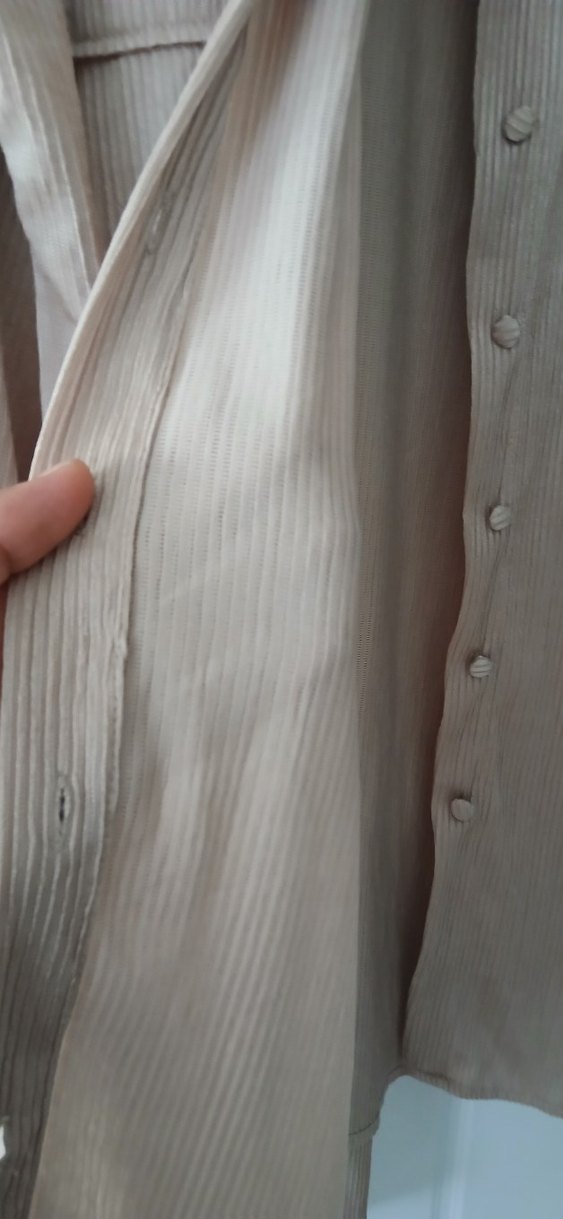 Bej Uzun Keten Kadın Takım Düğmeli - Görsel 2