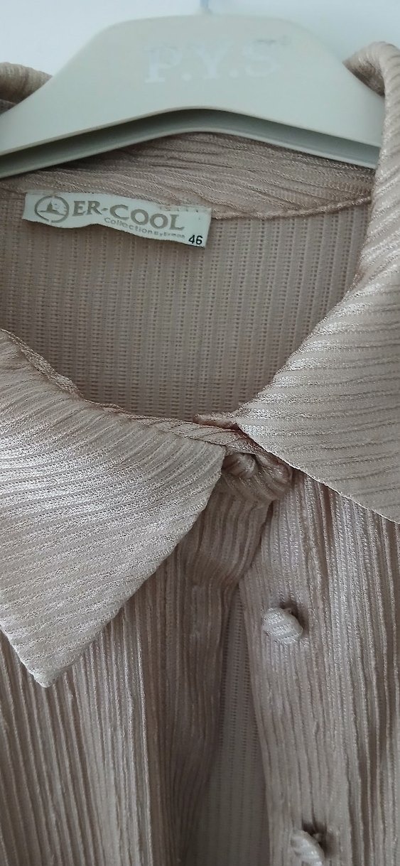 Bej Uzun Keten Kadın Takım Düğmeli - Görsel 4