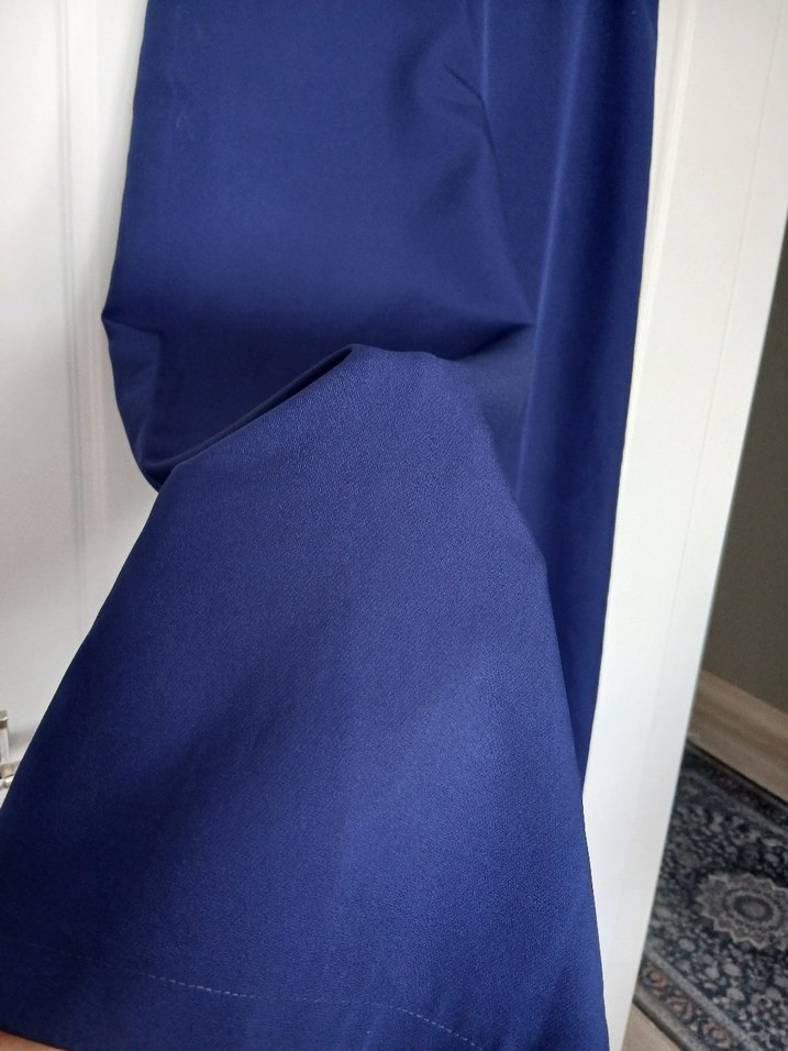 Lacivert Piliseli Keten Kadın Pantolon - Görsel 2