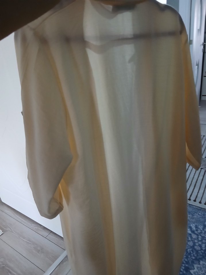 Düğmeli Beyaz Keten Kadın Gömlek - Görsel 2