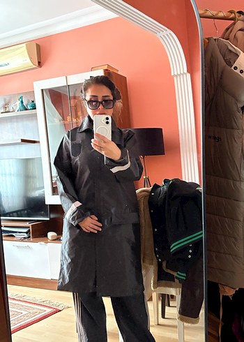 Siyah Transparan Midi Yağmurluk - Görsel 4