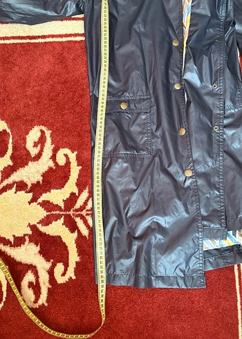 Quzu,Düğmeli  lacivert Midi Kadın Yağmurluk - Görsel 9