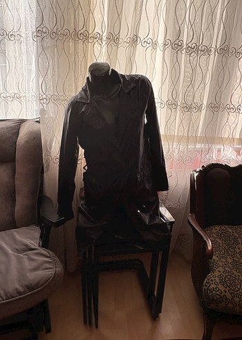 Quzu,Düğmeli  lacivert Midi Kadın Yağmurluk - Görsel 10