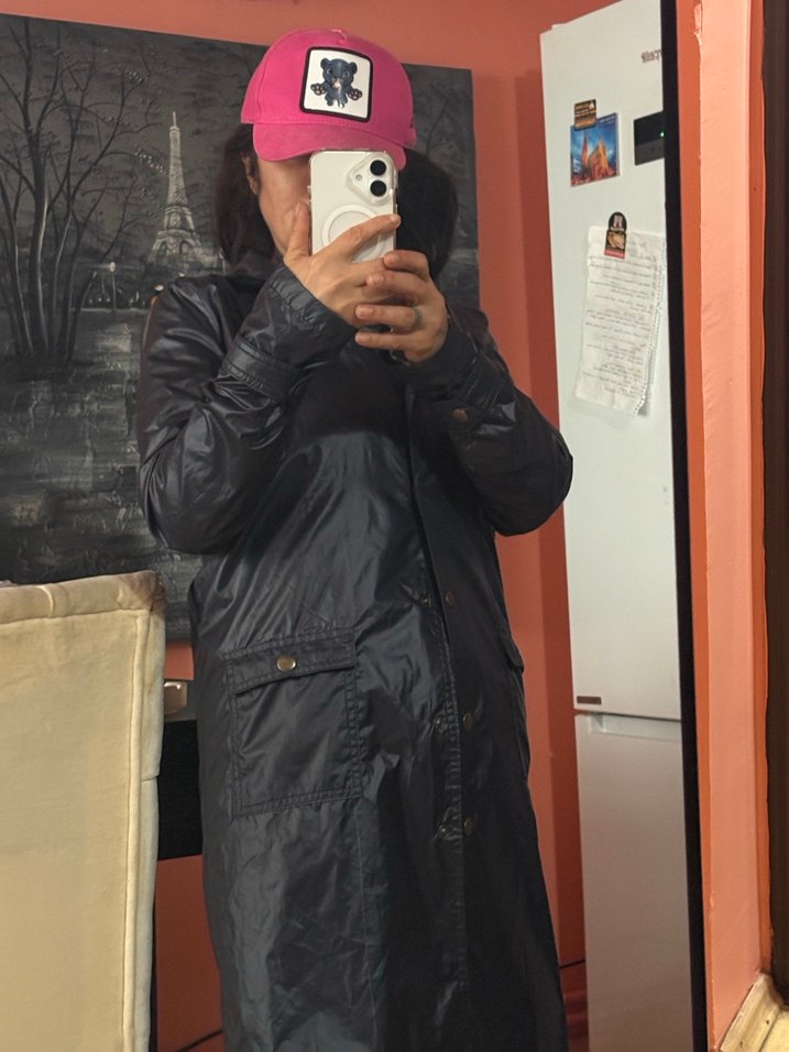 Quzu,Düğmeli  lacivert Midi Kadın Yağmurluk - Görsel 2