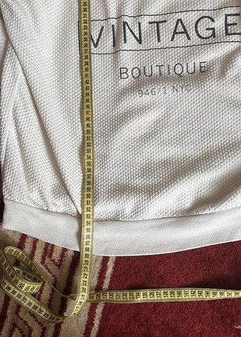 New York Vintage Dokulu Sweatshirt  Krem / Oversize - Görsel 2