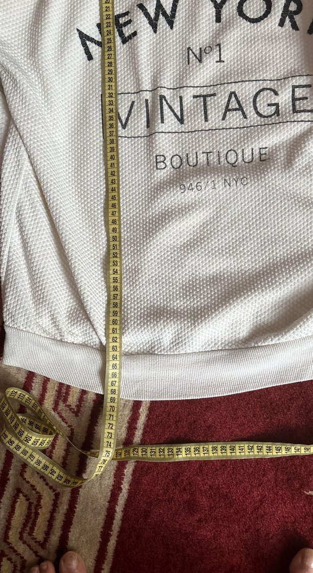 New York Vintage Dokulu Sweatshirt  Krem / Oversize - Görsel 2