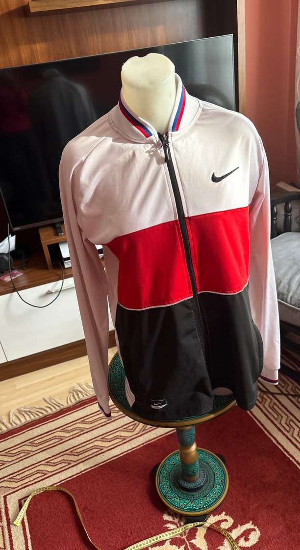 Kırmızı Siyah Erkek Fermuarlı Spor eşofman üstü - Görsel 5