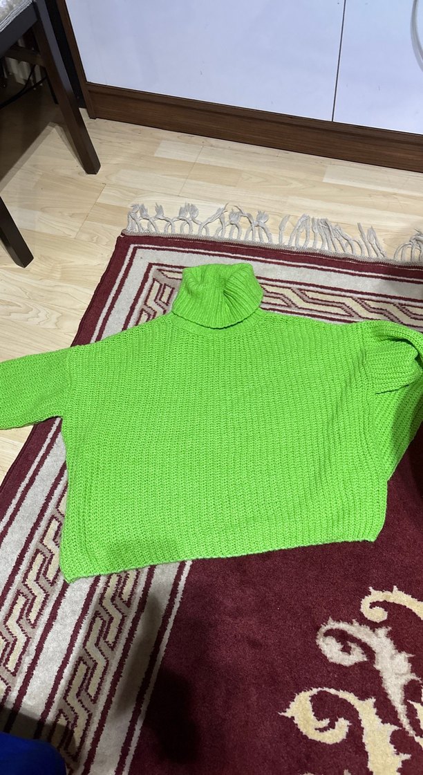 Yeşil Kadın Boğazlı Örgü Kazak - Görsel 2