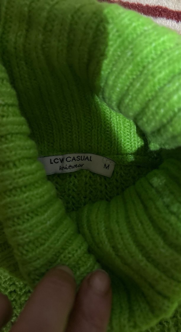 Yeşil Kadın Boğazlı Örgü Kazak - Görsel 5