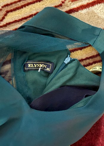 Koyu Yeşil V Yakalı Uzun Drapeli Kadın Abiye - Görsel 6