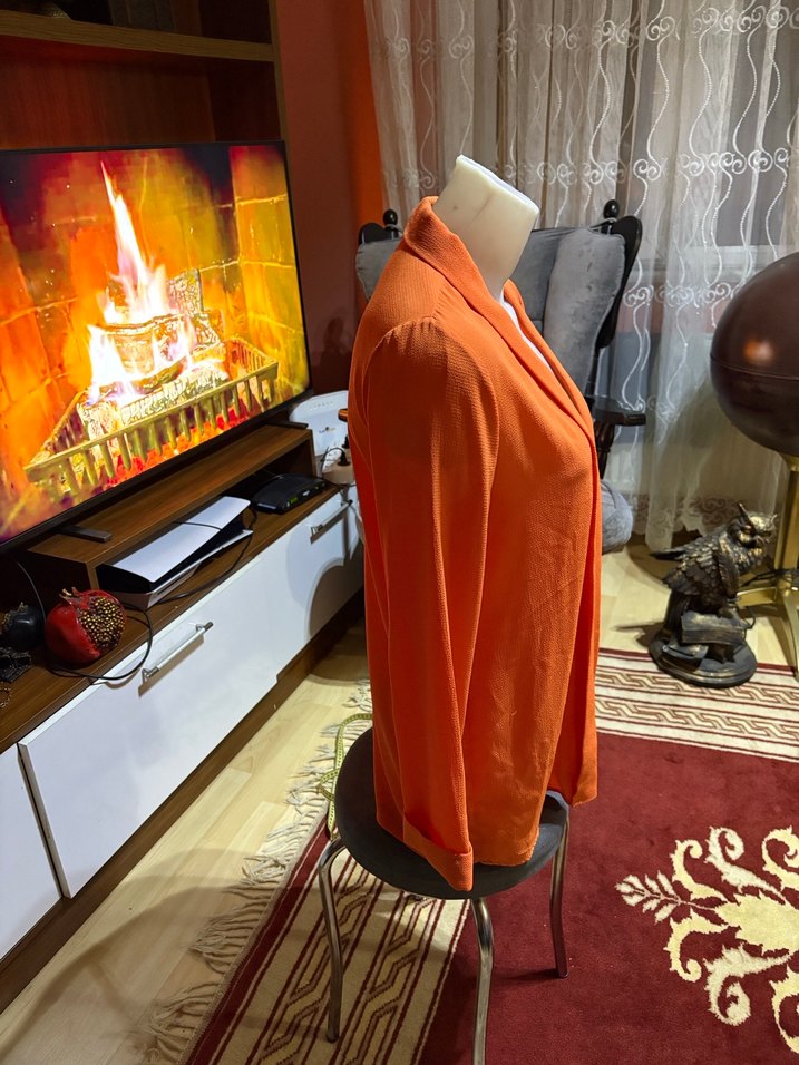 Turuncu Kadın Midi Blazer - Görsel 2