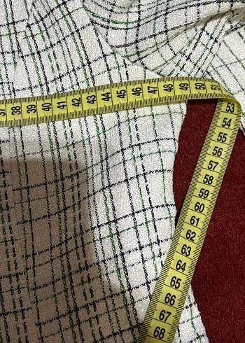 Ekoseli Beyaz Kadın Mini Blazer - Görsel 4