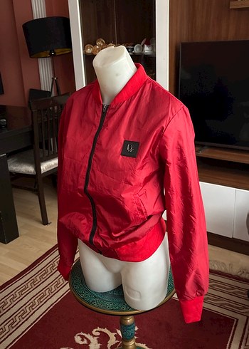 Kırmızı Fermuarlı Kadın Ceket - Görsel 2