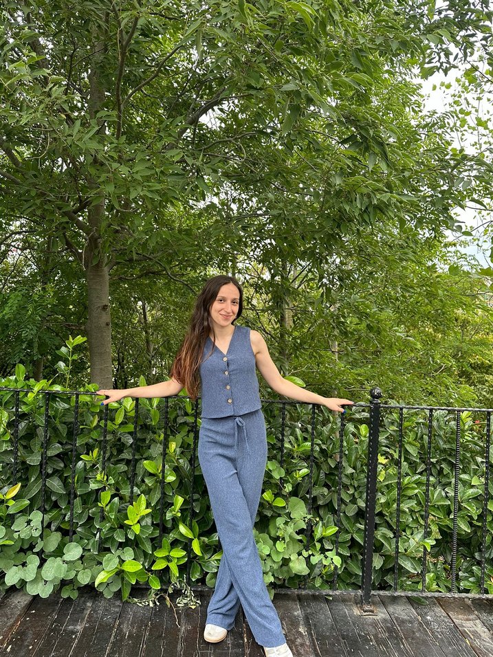 Lacivert Düğmeli Midi Takım - Görsel 2