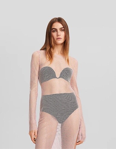 s Beden pembe Renk Bershka Elbise