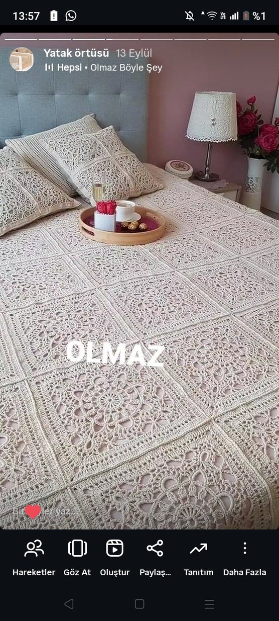 Bej Nakışlı Yatak Örtüsü - Görsel 2