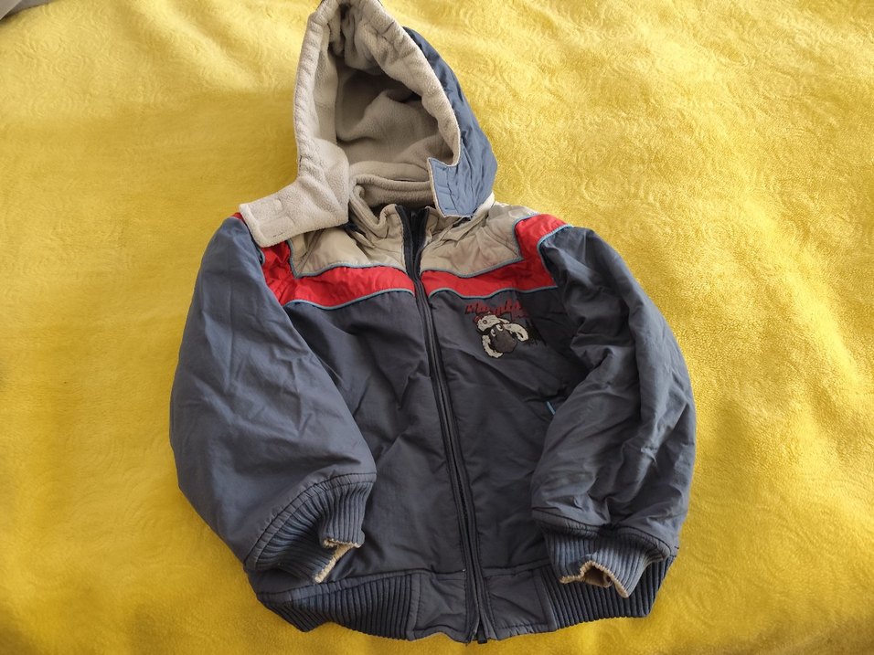 Kapüşonlu Fermuarlı Erkek Çocuk Gri Mont - Görsel 2