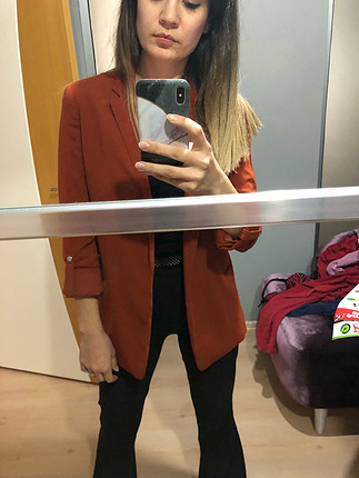 Bershka Blazer ceket kiremite benzer bir renkte