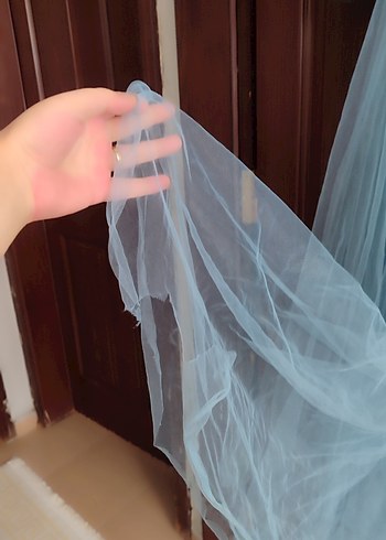 Mavi Uzun tesettür abiye - Görsel 10