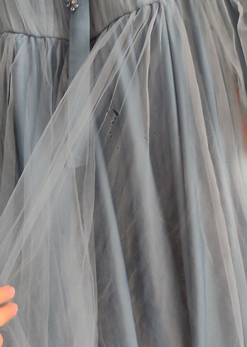 Mavi Uzun tesettür abiye - Görsel 9