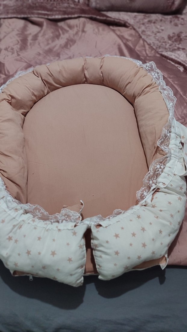 Nakışlı Bej Bebek babynest Minderi - Görsel 2