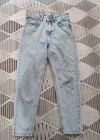 Kadın Gri Batik Desenli Bol Kesim Denim Pantolon - Görsel 2