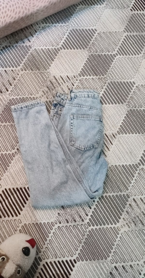 Kadın Gri Batik Desenli Bol Kesim Denim Pantolon - Görsel 3