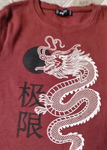 Bordo Kız Çocuk Baskılı Kısa Kollu Tişört - Görsel 3