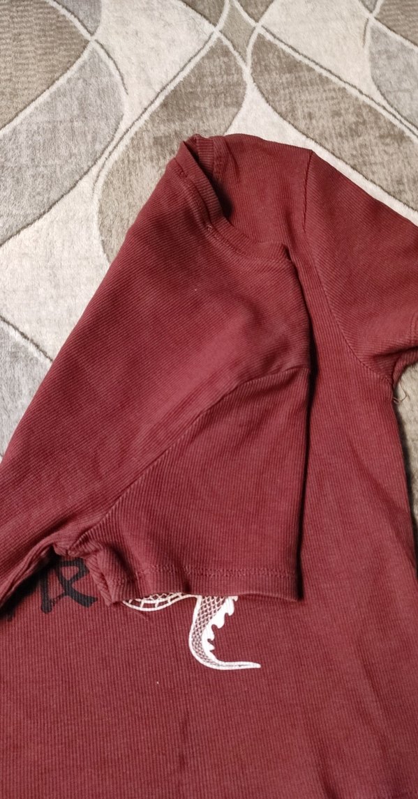 Bordo Kız Çocuk Baskılı Kısa Kollu Tişört - Görsel 4