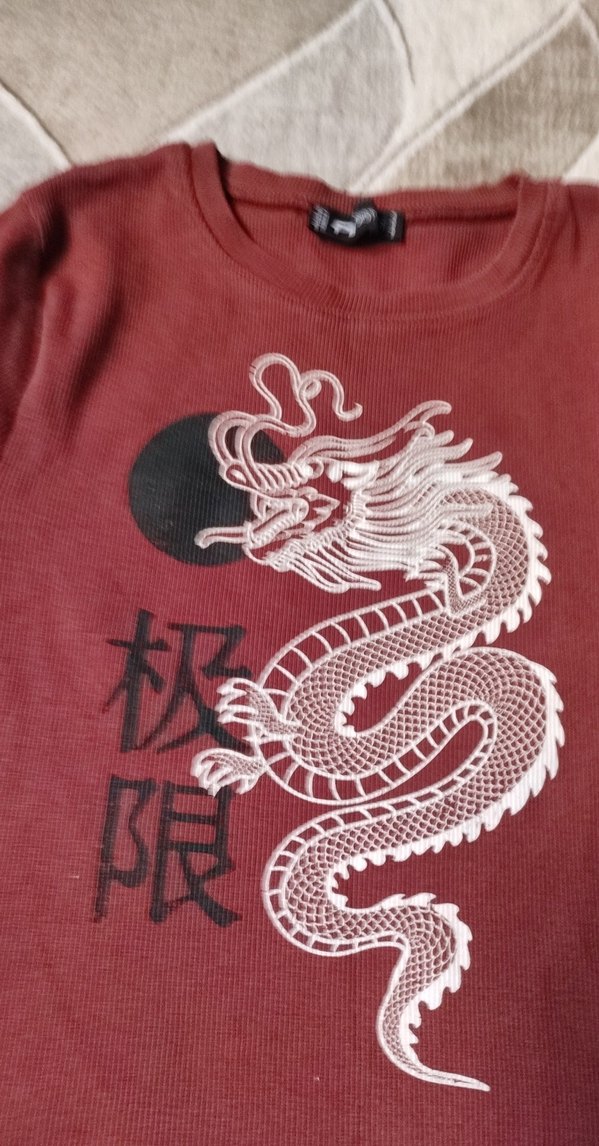 Bordo Kız Çocuk Baskılı Kısa Kollu Tişört - Görsel 3