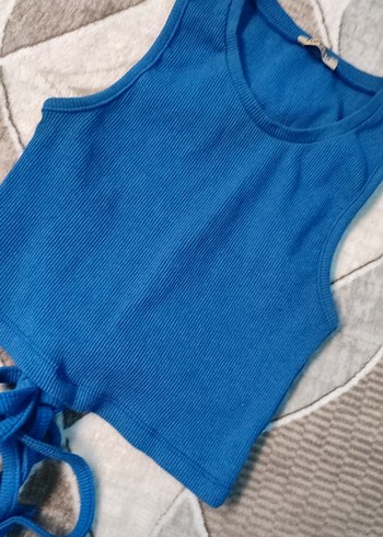 Kadın Mavi Kısa Atlet - Görsel 3