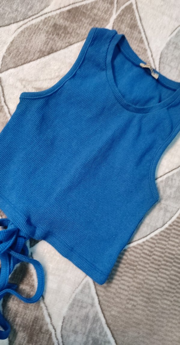 Kadın Mavi Kısa Atlet - Görsel 3