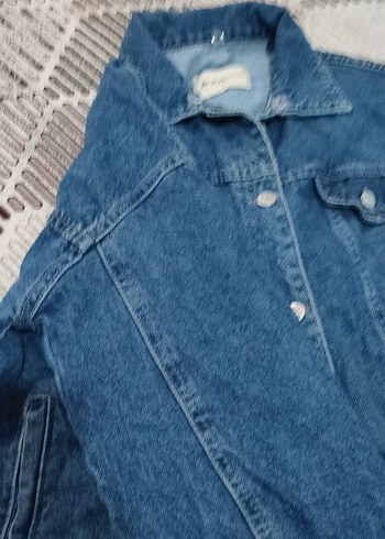 Düğmeli Mavi Kadın Denim Ceket - Görsel 3