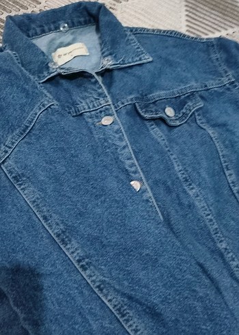 Düğmeli Mavi Kadın Denim Ceket - Görsel 4