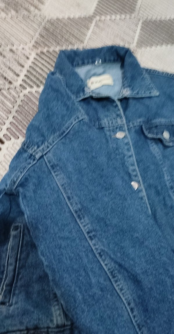 Düğmeli Mavi Kadın Denim Ceket - Görsel 3