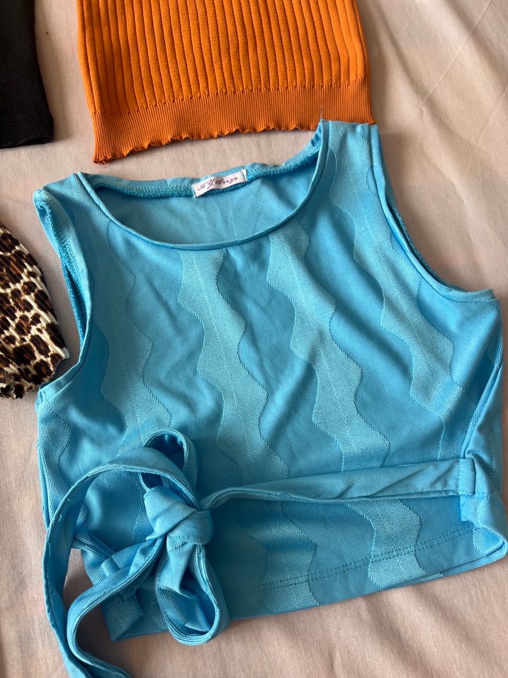 Kadın Mini Kolsuz Crop Tops - Çok Renkli - Görsel 2