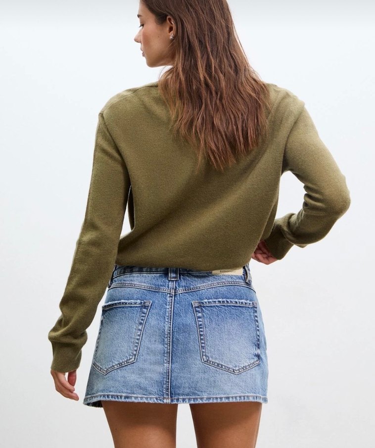 Kadın Mavi Denim Mini Etek - Görsel 3