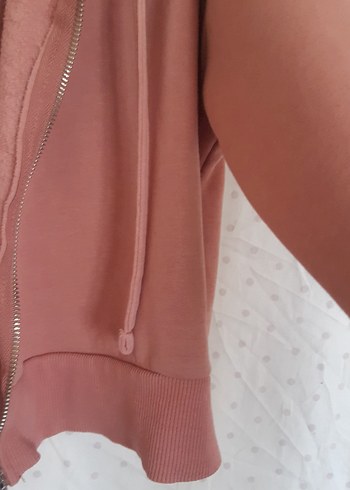 Addax somon rengi Kapüşonlu Fermuarlı Sweatshirt